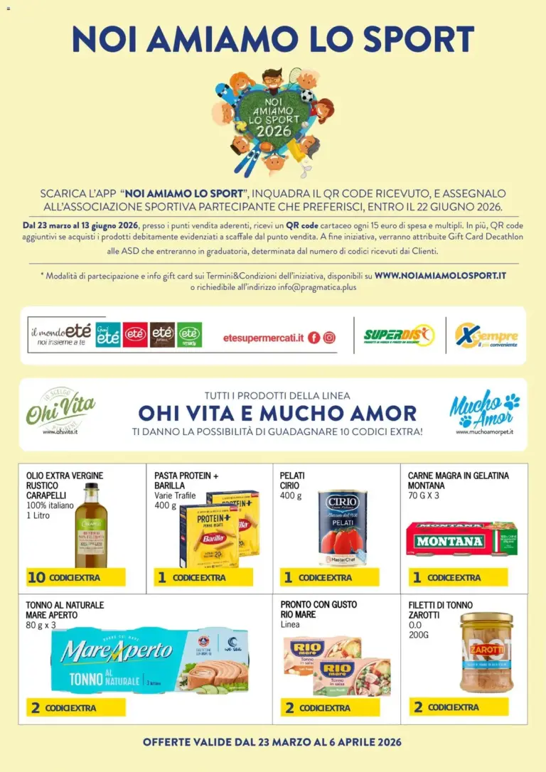 Ete volantino dal 23.03.2026 – Noi Amiamo Lo Sport: Offerte Speciali dal Lunedì