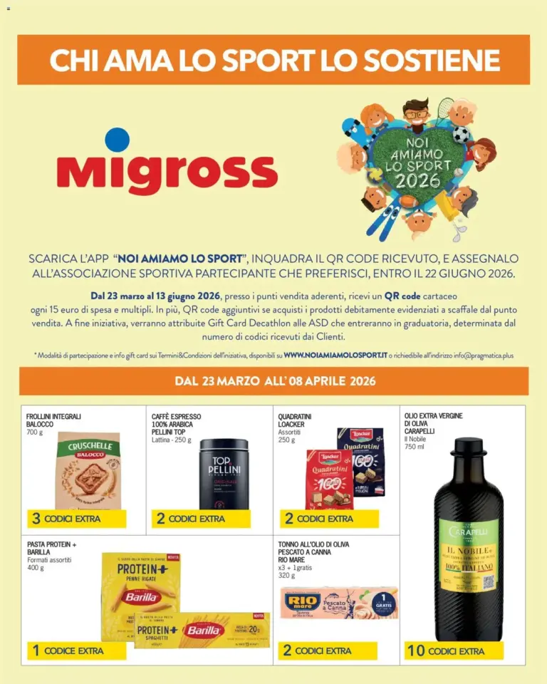 Migross volantino dal 23.03.2026 – Noi Amiamo Lo Sport: Offerte Lunedì