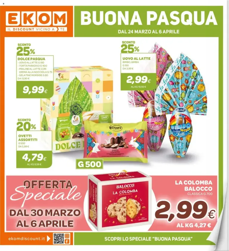 Ekom volantino dal 24.03.2026 – Offerte Pasquali da Martedì