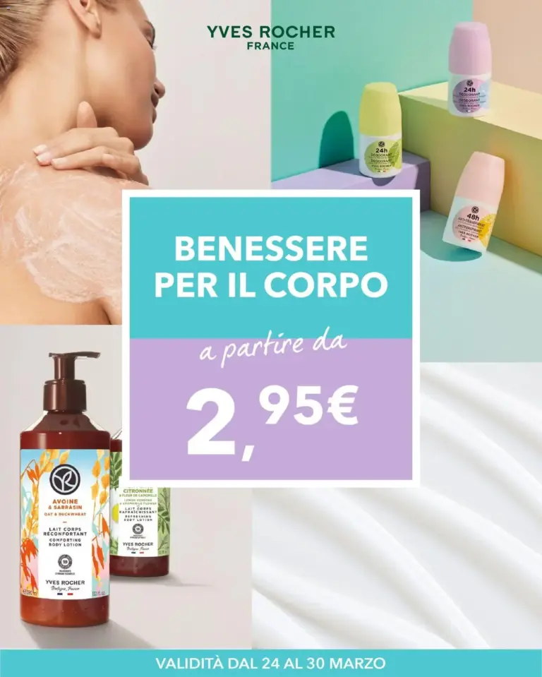 Yves Rocher volantino dal 24.03.2026 – Offerte Benessere Corpo da Martedì
