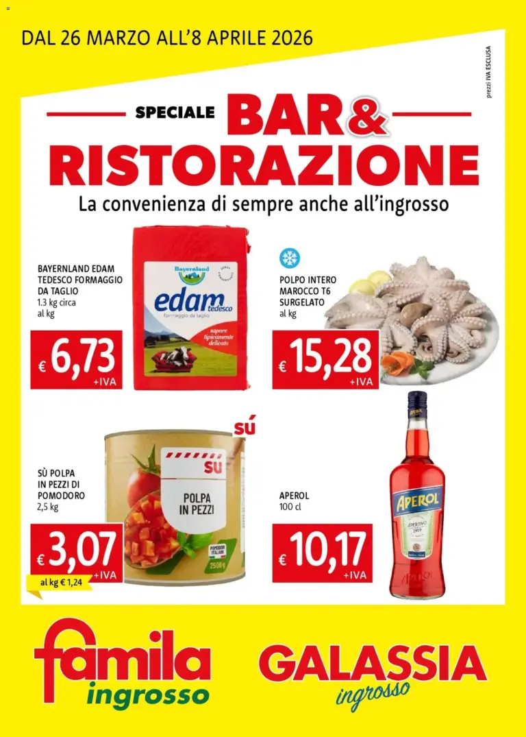 Famila volantino dal 26.03.2026 – Bar & Ristorazione: Offerte da giovedì