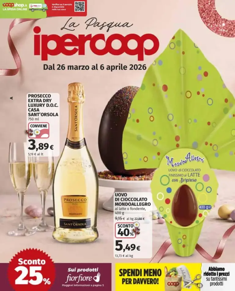 Ipercoop volantino dal 26.03.2026 – Super Sconti di Pasqua da Giovedì