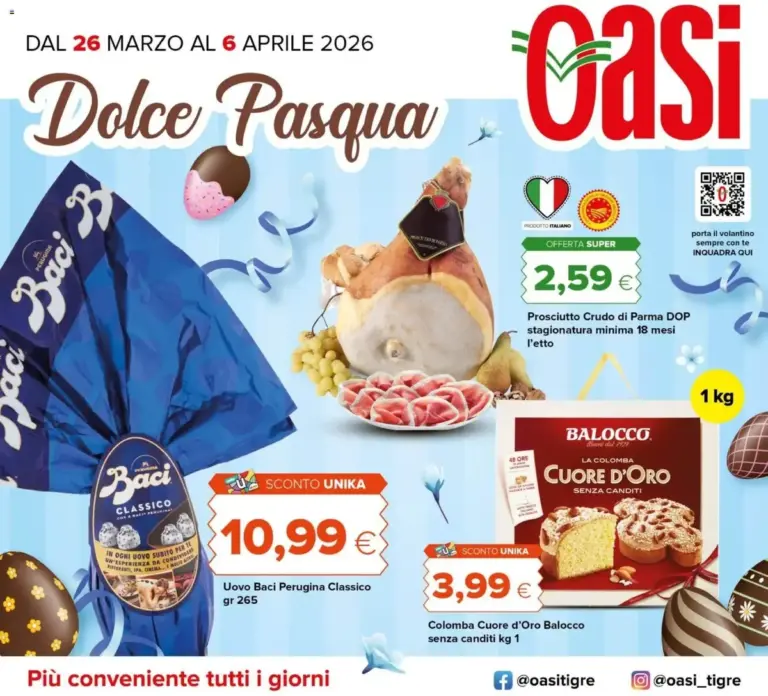 Oasi volantino dal 26.03.2026 – Dolce Pasqua: Offerte da Giovedì