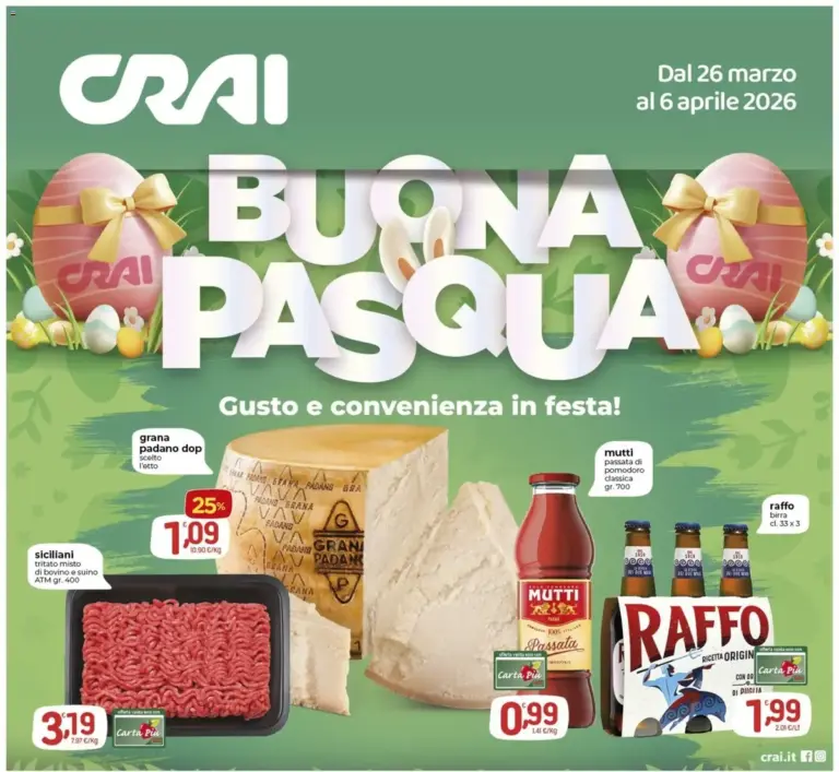 Crai volantino dal 26.03.2026 – Offerte Pasquali da Giovedì