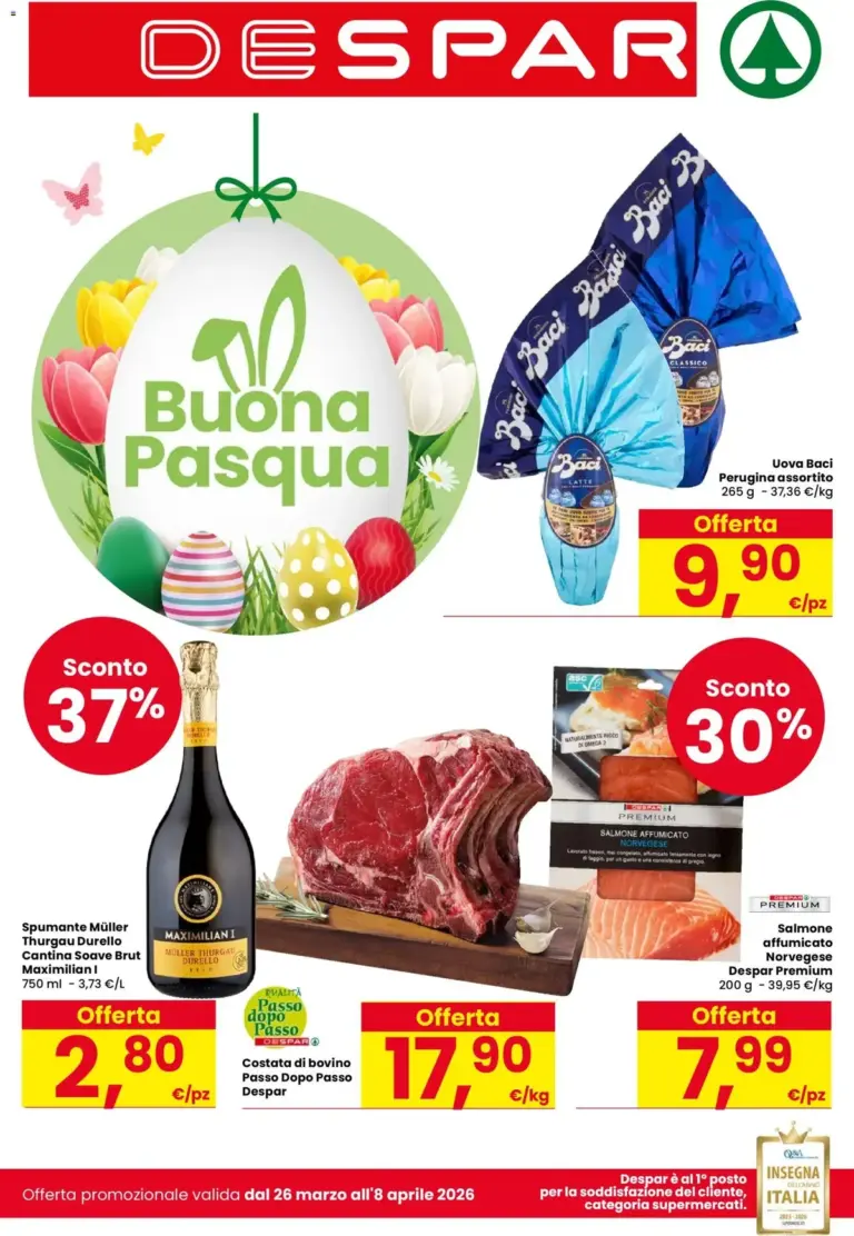 Despar volantino dal 26.03.2026 – Offerte Pasquali da Giovedì