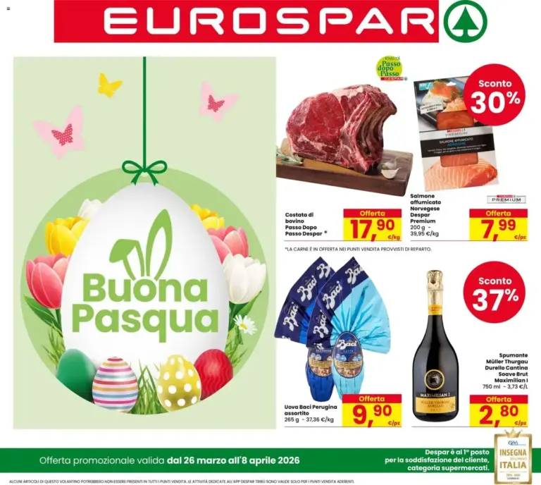 Eurospar volantino dal 26.03.2026 – Super offerte da giovedì Emilia-Romagna