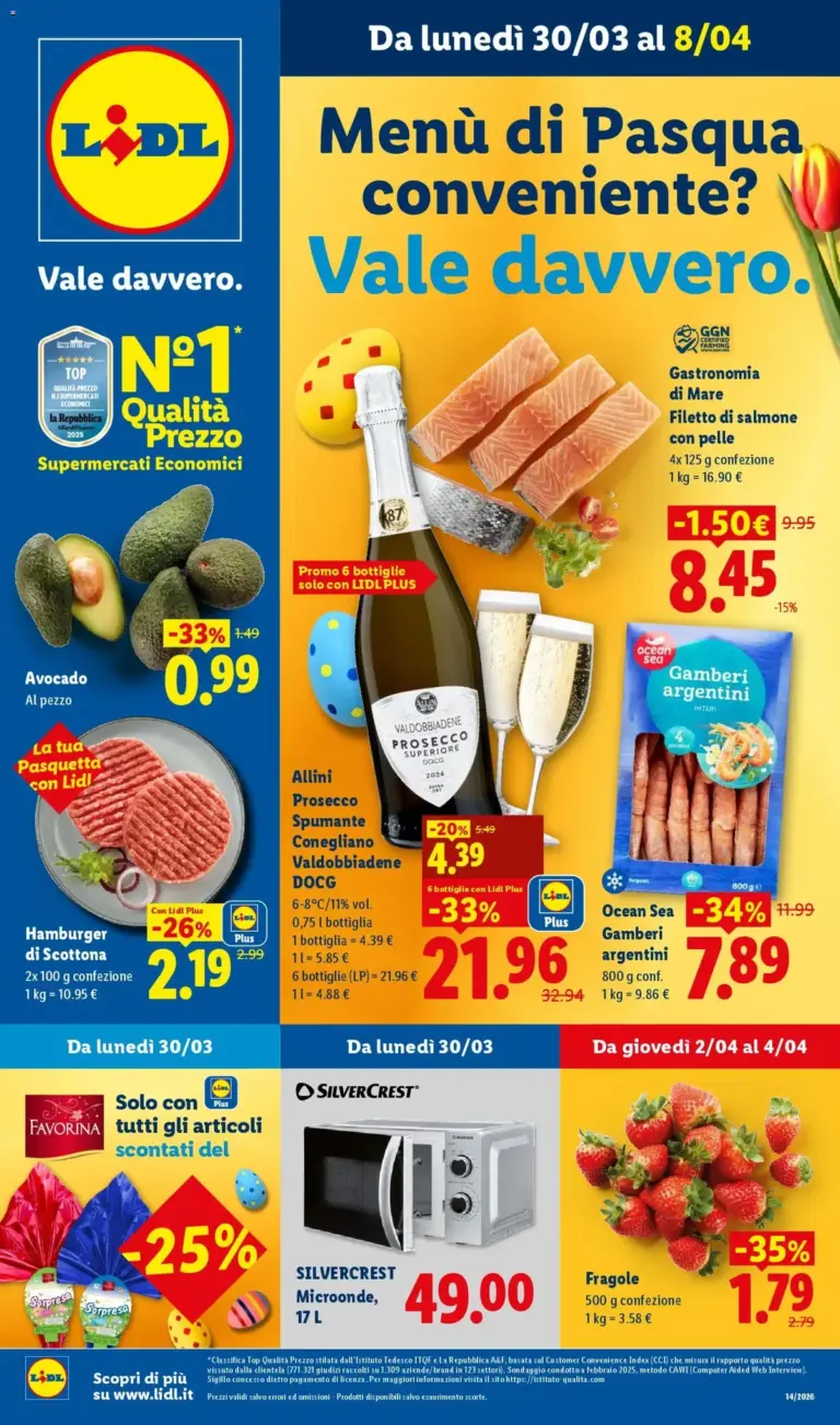 Lidl volantino dal 30.03.2026 – Menù di Pasqua Conveniente da lunedì