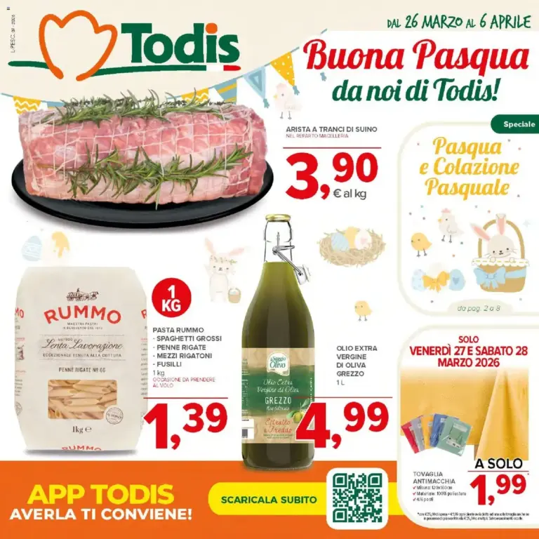 Todis volantino dal 26.03.2026 – Sapori di Pasqua e Pescheria da Giovedì