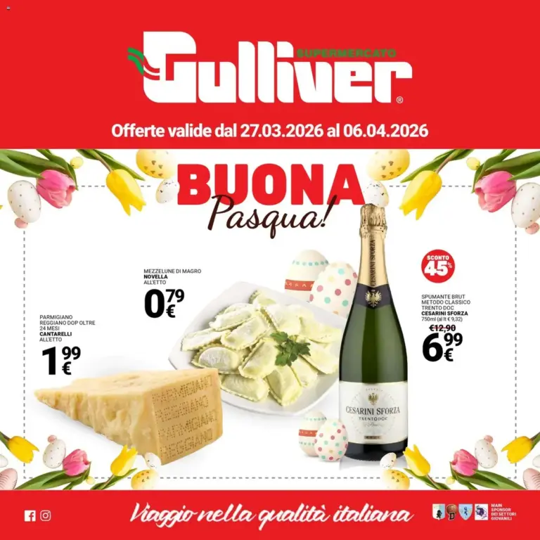 Gulliver volantino dal 27.03.2026 – Offerte Speciali di Pasqua da Venerdì