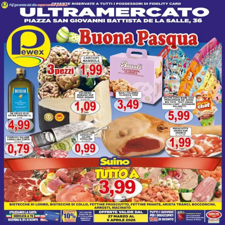 Pewex volantino dal 27.03.2026 – Offerte Pasquali da Giovedì Piazza San Giovanni Battista de la Salle,36