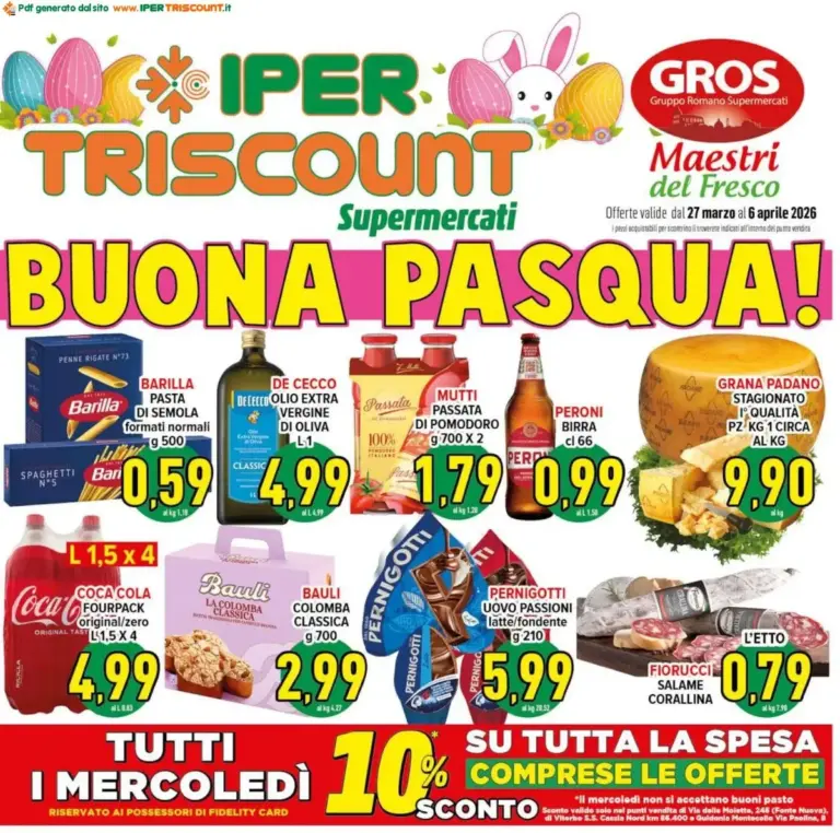 Ipertriscount volantino dal 27.03.2026 – Offerte Pasquali Viterbo da Giovedì