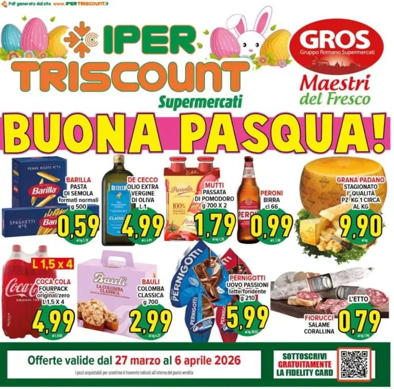 Ipertriscount volantino dal 27.03.2026 – Offerte Pasquali Roma da Giovedì
