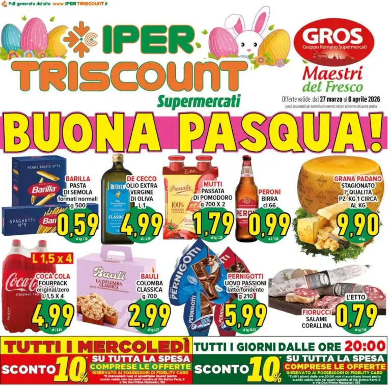 Ipertriscount volantino dal 27.03.2026 – Offerte Pasquali da Giovedì