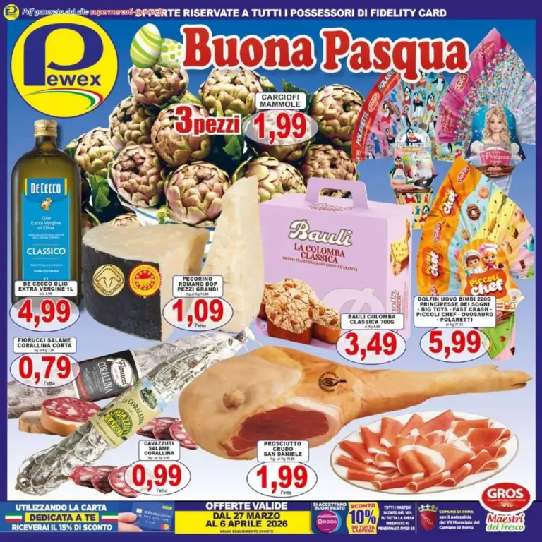 Pewex volantino dal 27.03.2026 – Offerte Pasquali da Giovedì via Rubicone, 36
