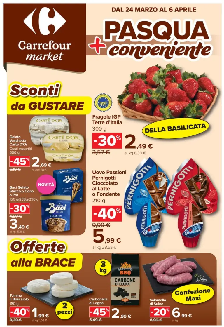 Carrefour volantino 24 marzo al 6 aprile Pasqua Conveniente