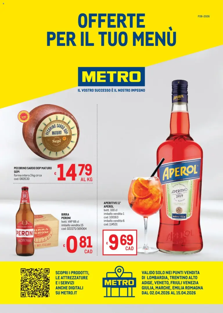 Metro volantino dal 02 al 15 aprile 2026 Lombardia, Trentino Alto Adige,