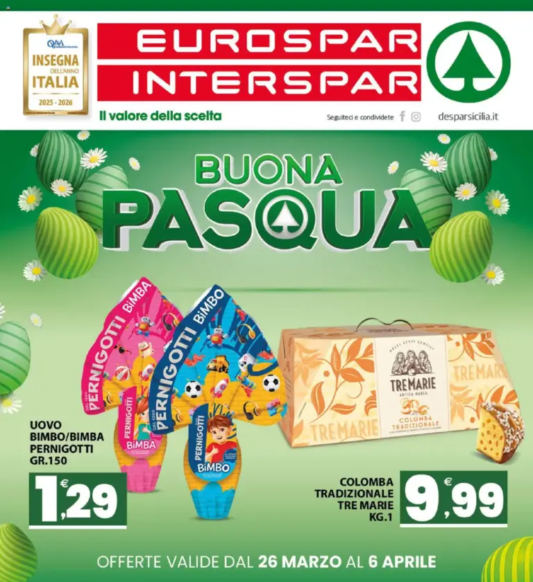 Interspar volantino dal 26 Marzo al 6 Aprile Sicilia Offerte di Pasqua