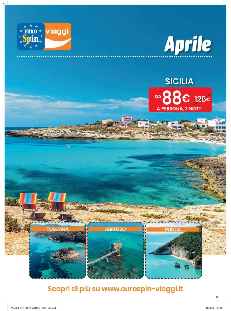 Eurospin volantino Aprile 2026 Offerte Viaggi Aprile