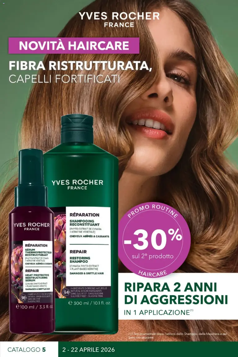 Yves Rocher catalogo dal 2 al 22 aprile 2026 Novità Haircare e Riparazione