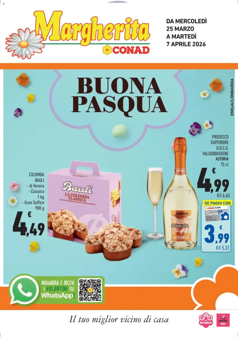 Conad volantino 25.03 al 7.04.2026 Emilia/Lombardia Offerte di Pasqua Conad