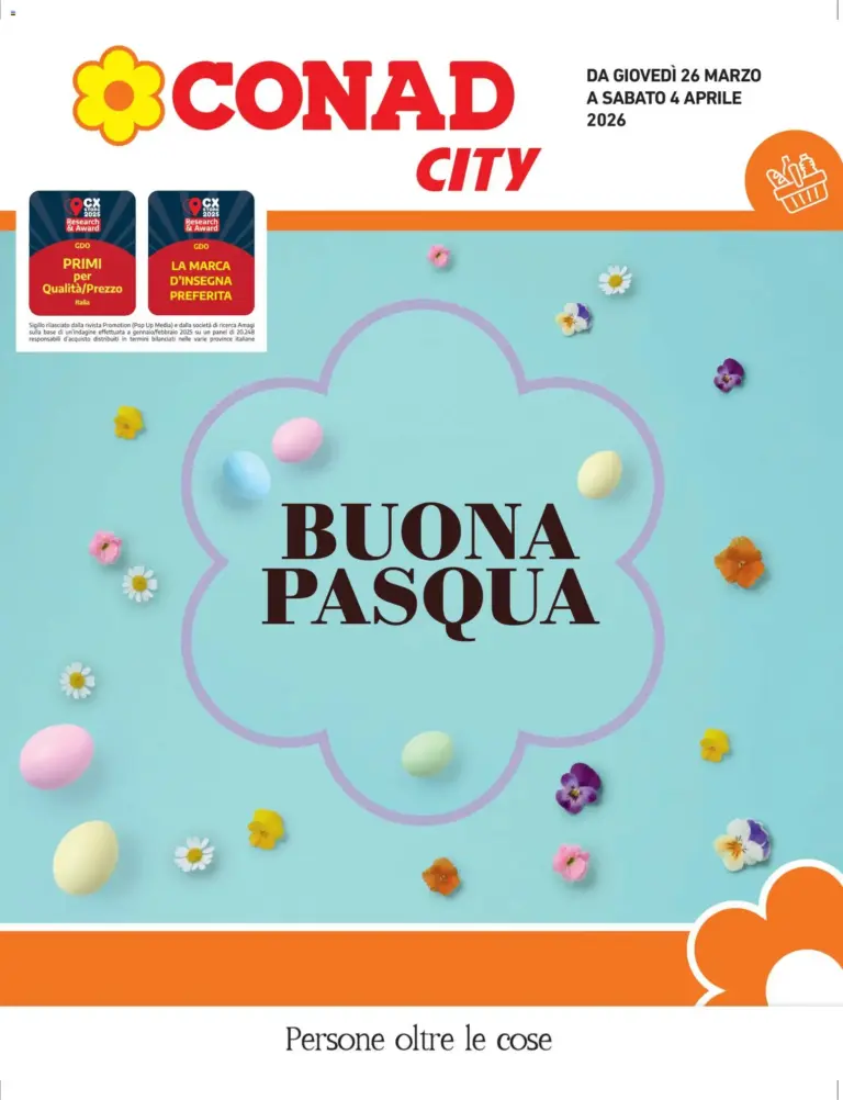 Conad volantino 26.03 al 4.04.2026 Buona Pasqua