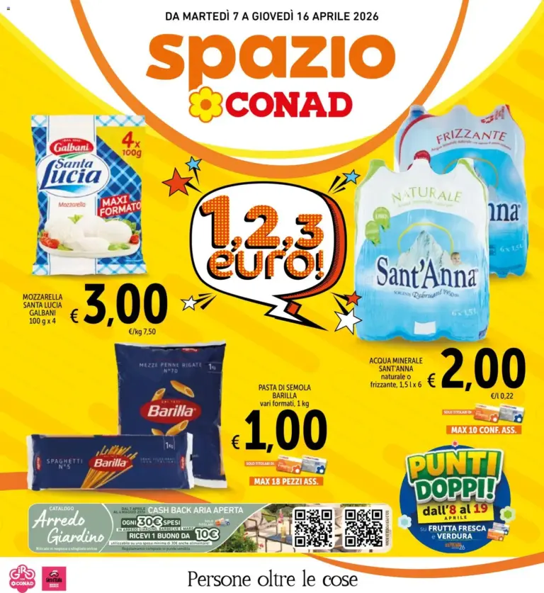 Spazio Conad volantino 7 al 16 aprile 2026 Offerte a 1, 2, 3 euro!