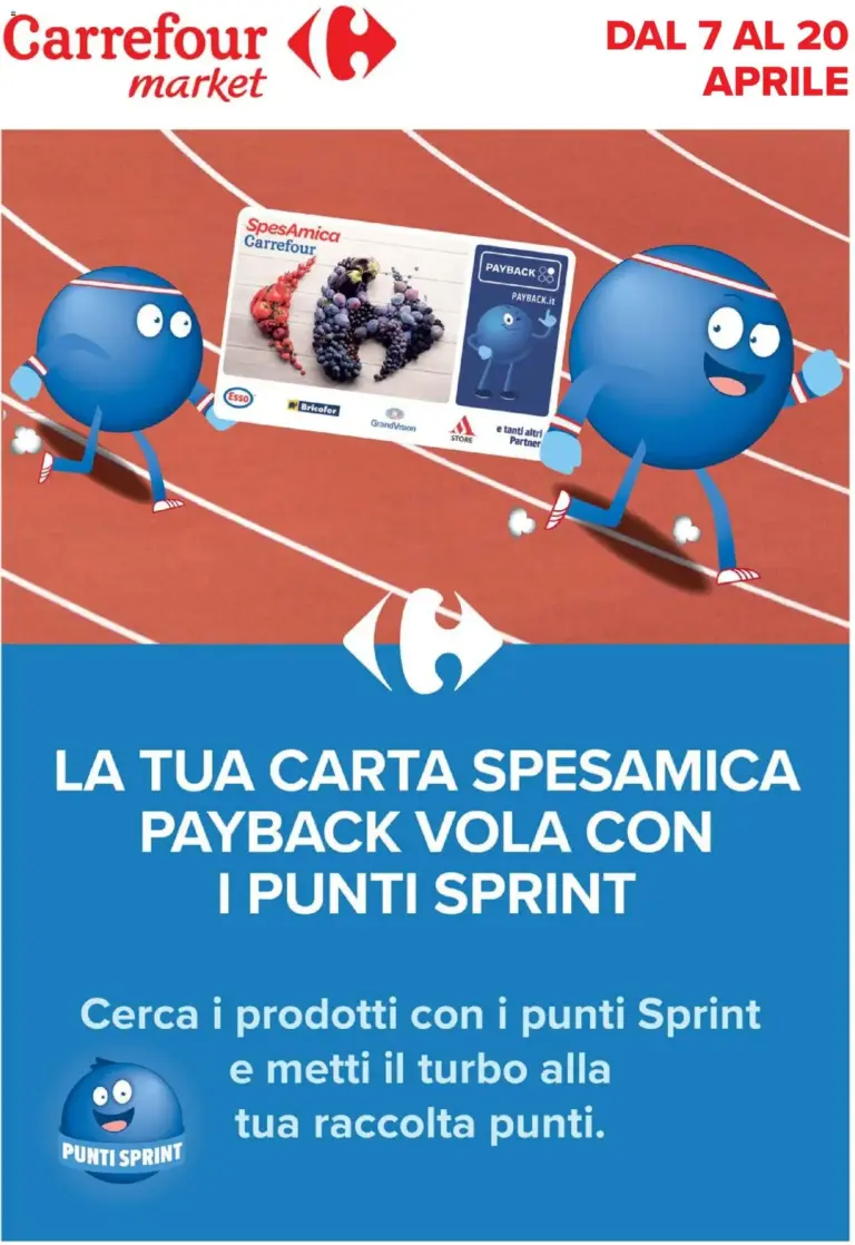 Carrefour volantino dal 7 al 20 aprile 2026 Punti Sprint Payback