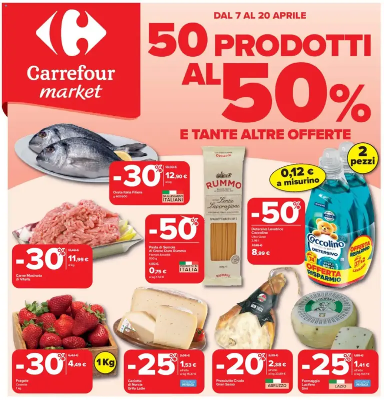 Carrefour volantino dal 7 al 20 aprile 50 Prodotti al 50%